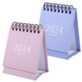 thumbnail image 4 of Mini calendario de escritorio de 2024 años, minicalendario decorativo en espiral, calendario de mesa, 2 uds., 4 of 5