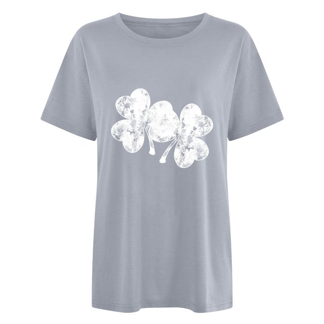 FAIWAD Womens Short Tops Round Neck Trendy Print Cute Graphic Dressy Lightweight Loose Tunic Tops