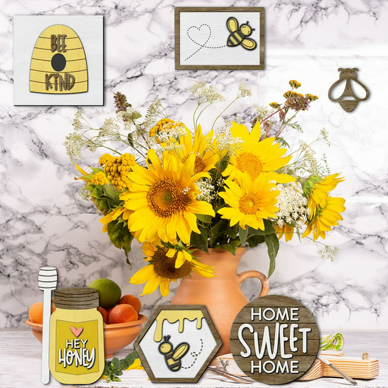 Bee Festival, Sunflower Bee Cover Face Man Layered Tray Decoration Set, Home  Living Room Desktop Decoration,halloween Signs Wooden Table Decorations  Farmhouse Tiered Tray Decorations, Halloween Spooky Ornaments, Tiered Tray Home  Decor 