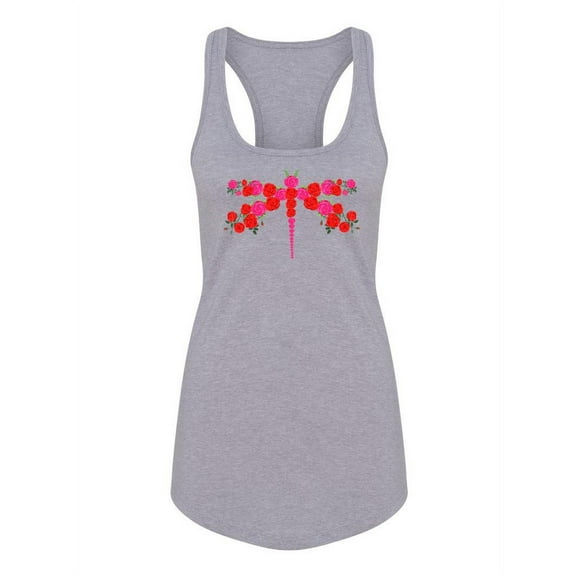Dragonfly Made Of Flowers Racerback Tank Women -SPIdeals Designs, Female XX-Large