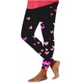 thumbnail image 3 of Feancey Todays Sales Valentines Day High Waisted Leggings for Women Soft Stretchy Tummy Control Yoga Pants Cute Heart Print Seamless Skinny Tights Purple M, 3 of 8