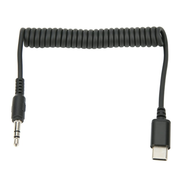 Cable en esppo C macho, PULUZ Cable en espiral con resorte TRRS macho de 3,5 mm Cable en espiral con resorte TRRS macho de audio Cable en esp