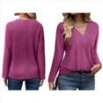 thumbnail image 2 of Camisa de Larga de Otoño para Mujer, Cuello en V, Jersey de Punto, Túnica, Camisa Formal Informal para Mujer Rosa Roja XL, 2 of 7