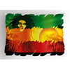 Rasta Pillow Sham Iconic Reggae Music Singer Abstract Design with Sun and Palm Trees, Decorative Standard Size Printed Pillowcase, 26 X 20 Inches, Green Yellow Red and Orange, by Ambesonne