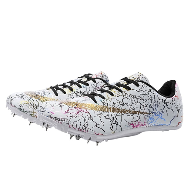 Sonducket Zapatos ligeros y antideslizantes con púas de atletismo para hombres, zapatos de entrenamiento profesionales para correr Calzado blanco 41