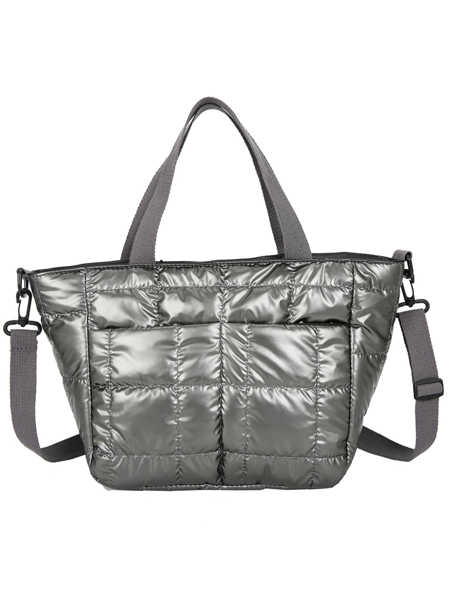 Xewsqmlo Women Nylon Padded Quilted Handbag Winter Warm Tote Bag