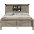 thumbnail image 5 of Amerlife 44" H Farmhouse Queen Bed Frame with Barn Door Storage Headboard & Charging Station, Grey, 5 of 9