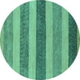 thumbnail image 1 of Ahgly Company Machine Washable Indoor Round Oriental Turquoise Blue Modern Area Rugs, 7' Round, 1 of 4