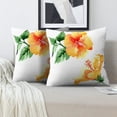 thumbnail image 2 of LALILO Throw Pillow Covers Watercolor Orange Hibiscus Flowers Cushion Cover 18" x 18", 2 Pack, 2 of 6