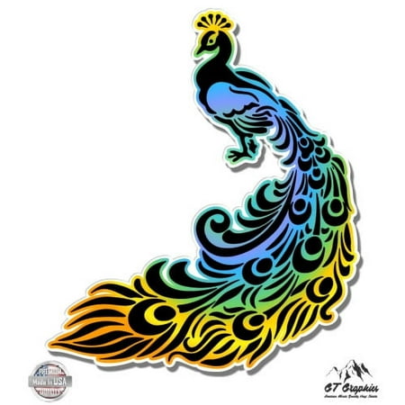 Peacock - 3" Vinyl Sticker - For Car Laptop I-Pad Phone Helmet Hard Hat - Waterproof Decal