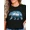Black, variant on Women's Nature Bear Graphic T-Shirt Mountain Forest Night Sky Moon Print Short Sleeve Casual Black Top