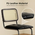 thumbnail image 3 of Miekor Furniture Counter Height Bar Stools Set of 2, Upholstered PU Leather Barstools with Rattan Back, 26 inch Stools Armless Bar Chairs for Kitchen Island, Black No.1777, 3 of 8