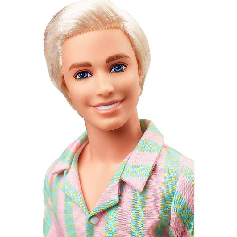 The Movie Ken Doll Wearing Pastel Pink and Green Striped Beach