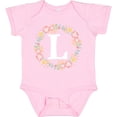 thumbnail image 3 of Inktastic Monogram Letter L Rose Floral Wreath Girls Baby Bodysuit, 3 of 5