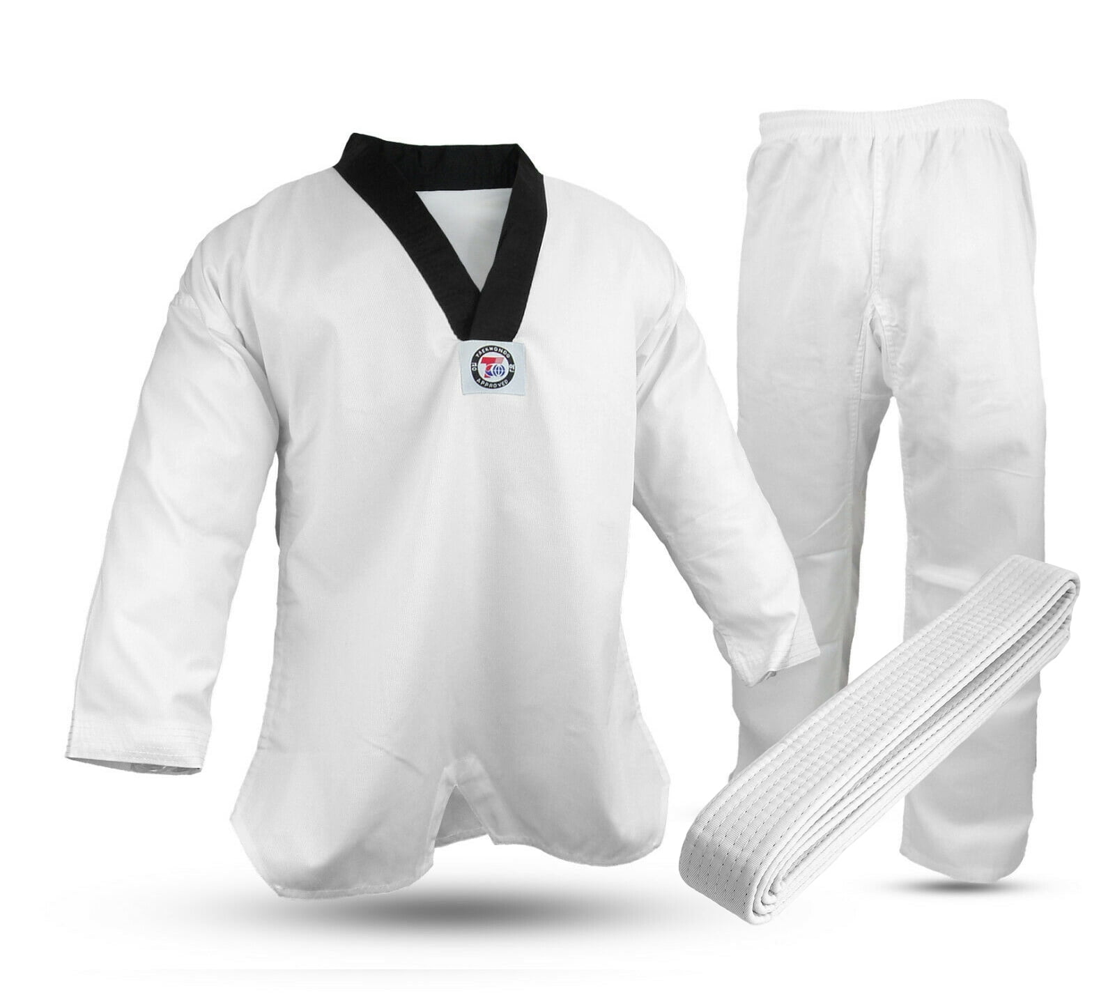 Tae Kwon Do Uniform Gi Black Trim VNeck, Taekwondo Martial Arts Gis Set