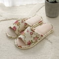 thumbnail image 3 of Women and Men's Open Toe Slippers, Comfortable Casual Cotton Flax Slipper Indoor Use, 3 of 5