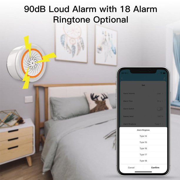 Sensor de alarma de luz de sonido inalámbrico WiFi sirena ZigBee Tuya para vida inteligente Ndcxsfigh Libre de BPA