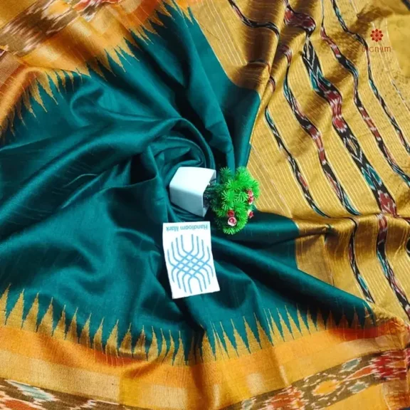 Green Handwoven Raw Silk Pochampally Saree