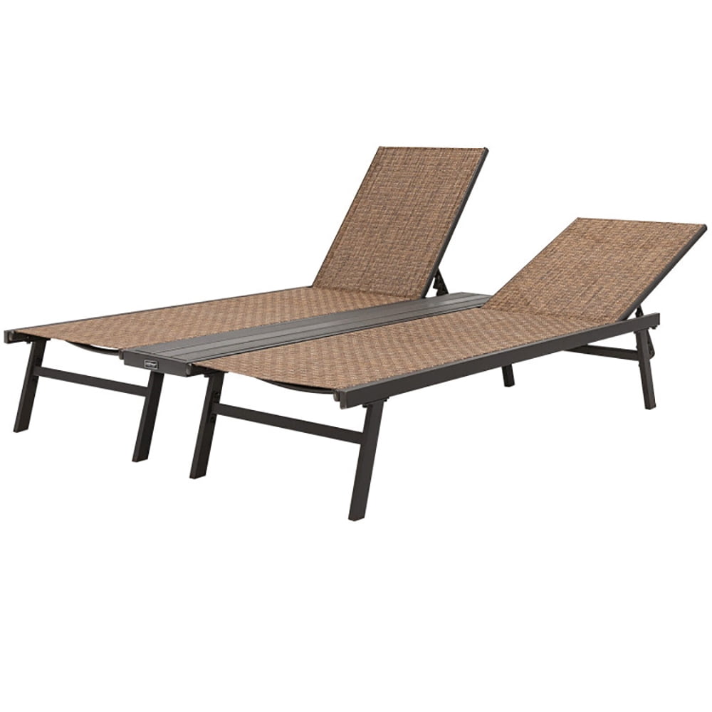 Aimee Lii 2-Person Patio Chaise Lounge with Middle Panel, Patio Loungers, Brown Aimee Lii 2-Person Patio Chaise Lounge with Middle Panel, Patio Loungers, Brown