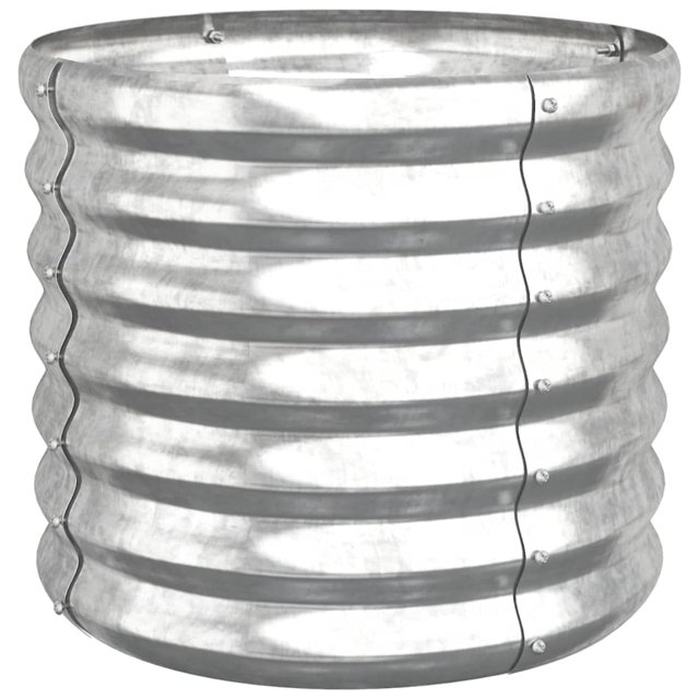 Jardinera VidaXL redonda de acero con recubrimiento en polvo plateado de 40 cm