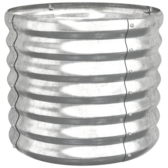 Jardinera VidaXL redonda de acero con recubrimiento en polvo plateado de 40 cm