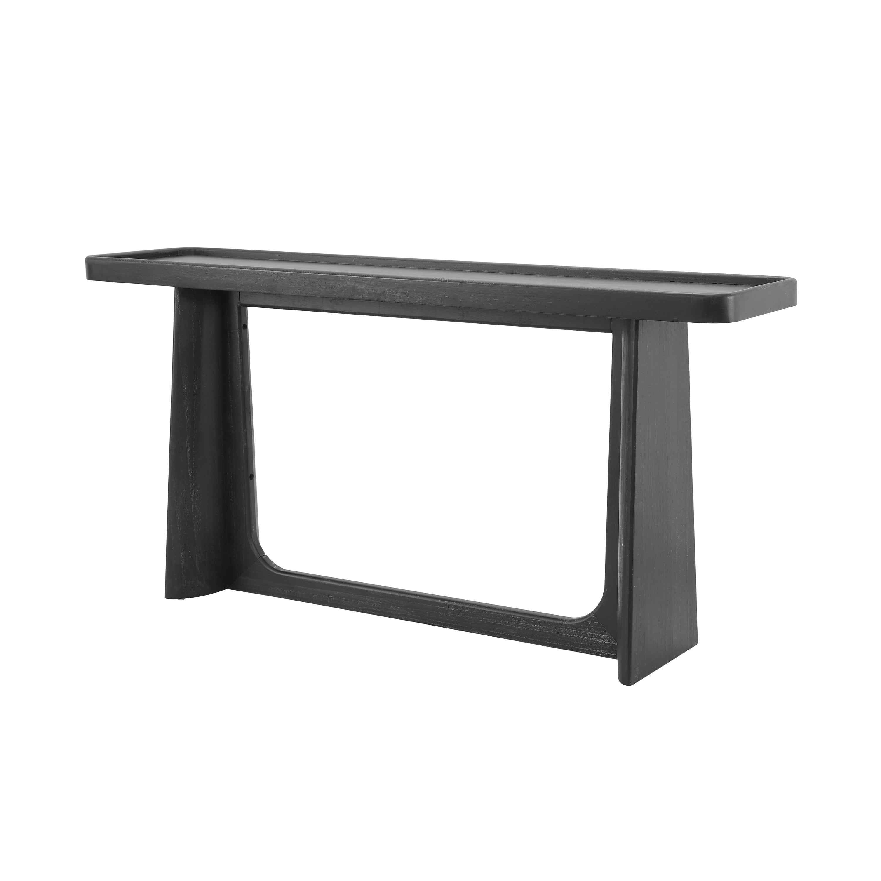 Euroco 58" Console Table with Tray Top Design, Narrow Long Sofa Table with Wood Frame, Farmhouse Entryway Table for Living Room, Hallway,Foyer,Black