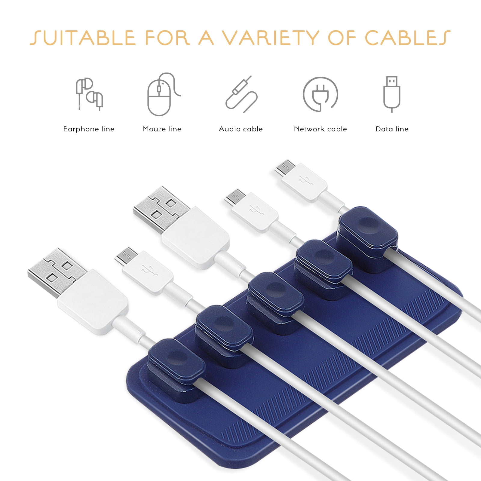 HOMEMAXS 6 Sets  of Magnetic Cable Storage Holders Multipurpose Cord Keepers Cable Management Cable Organizer for Desk Wall