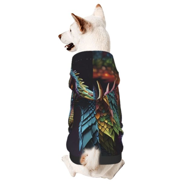 Balery Dragon with Colorful Tail Sudadera con Capucha para Perros Pequeños – Ropa para Mascotas, Disfraz para Perros y Gatos, Ideal para Fiestas y Cosplay-XX-Large
