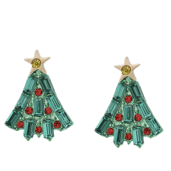 Betsey Johnson Jewelry Women's Santa Christmas Tree Stud Earrings