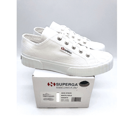 Superga Unisez 2630 COTU A3C Sneaker - White/ Gold, EUR 41 / Men 8 / WMN 9.5