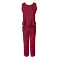 thumbnail image 4 of GILIGEGE 2 Piece Sets for Women Summer Women's Two Piece Set Cropped T Shirt & Elastic Waist Long Pants Summer Beach Vacation Outfits Lounge Tracksuits Red 3Xl, 4 of 8