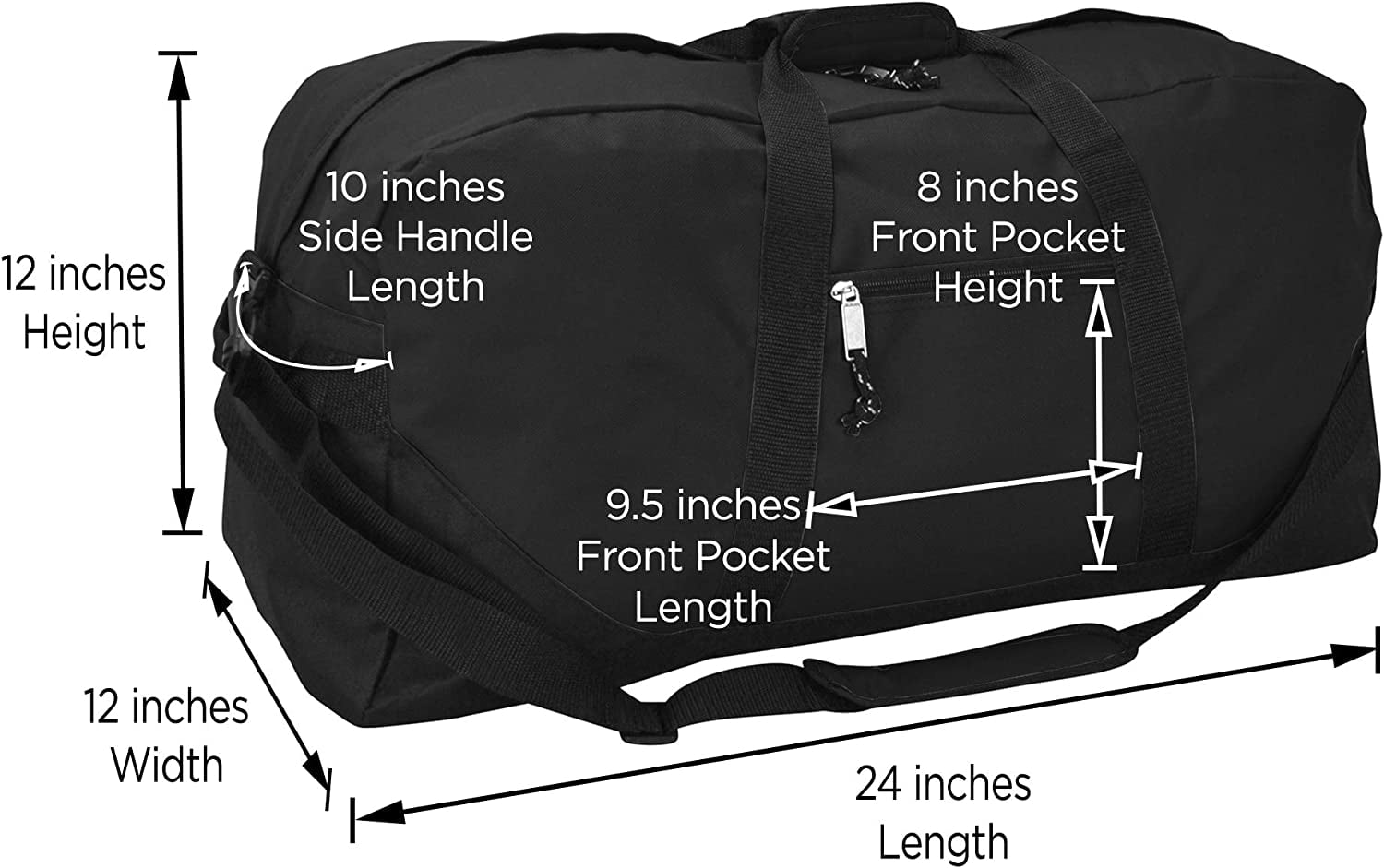DALIX 25" Big Adventure Large Gym Sports Duffle Bag in Black