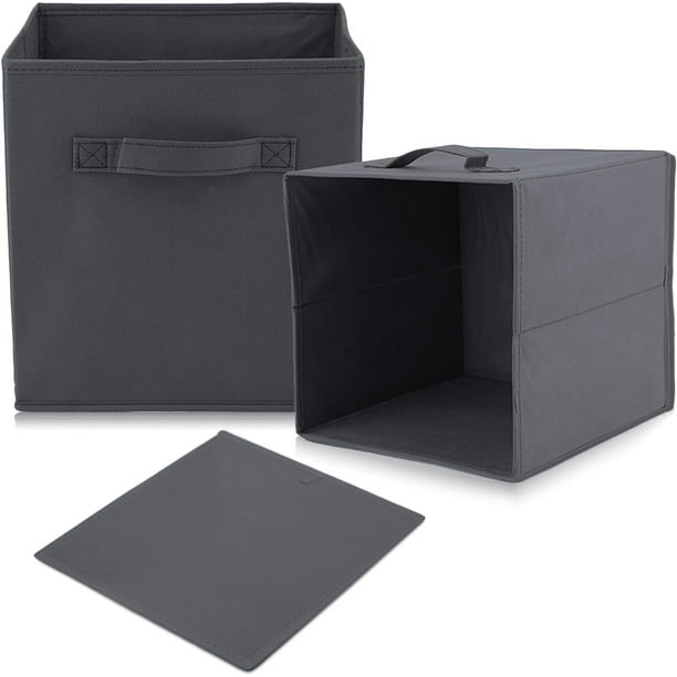 Juego de 4 cajas de almacenamiento plegables de tela con asas, cubos de almacenamiento y cajón organizador de tela para armario y juguetes.