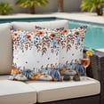 thumbnail image 4 of Orange Blue Pumpkins Fall Outdoor Waterproof Pillow Covers, Thanksgiving Floral Botanical Decorative Square Throw Pillowcase Sofa Cushion Sham for Patio/Couch/Chair, 18"x18" 2 Pack, 4 of 8