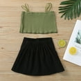 thumbnail image 3 of AURIGATE Baby Girl Clothes Skirt Toddler Kids Baby Girls Solid Ribbed Strapless Off-Shoulder Tops Skirts Outfits, 3 of 5