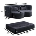 thumbnail image 2 of 79" 3-Layer Space-Saving Convertible Sleeper Sofa Bed, Boneless Loveseat Sofa with Teddy Velvet Fabric, Cloud Chaise Lounge Indoor with No Assembly for Small Spaces​, Grey, 2 of 9