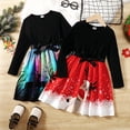 thumbnail image 1 of Vestido de vendaje con estampado de animales de alce navideño para niña, 1 of 5