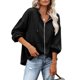 thumbnail image 1 of Sudadera con capucha cómoda de manga larga para mujer Sudadera con capucha y cremallera completa Jersey con cordón Negro XL, 1 of 5
