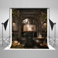 thumbnail image 1 of YUSDECOR 5x7ft Halloween Backdrops Photography Window Book Pumpkin Contryard No Winkle Photo Booth Props, 1 of 3