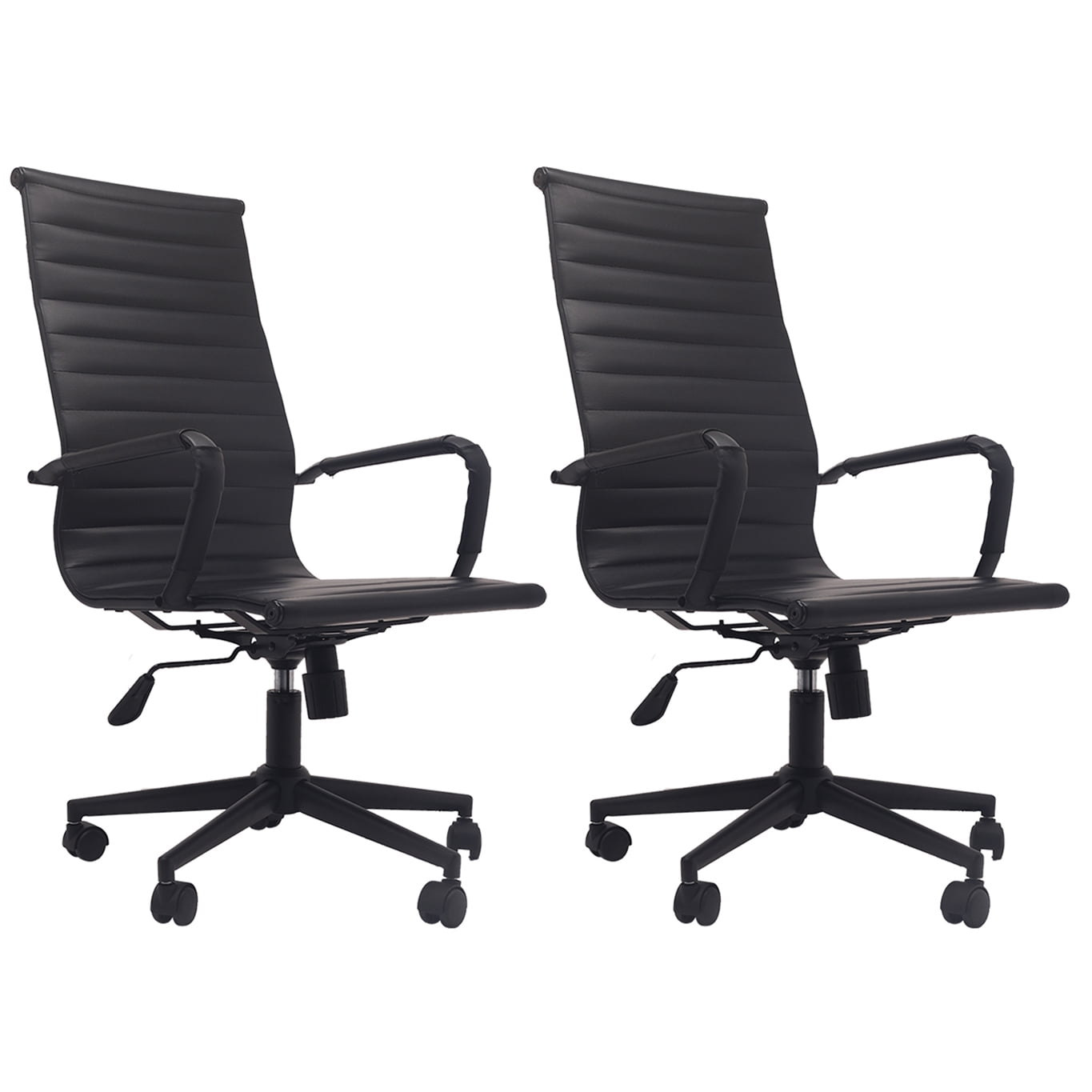 Homelala Set of 2 Designer PU Leather with Arms wheels Swivel Tilt