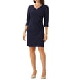 thumbnail image 2 of INSPIRE CHIC Wrap Dress for Women's 3/4 Sleeve V Neck Wedding Guest Casual Elegant Midi Dresses XL Dark Blue, 2 of 6