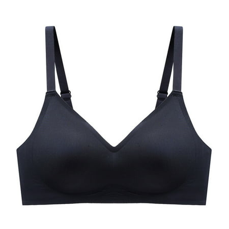 khonts Women s Seamless Full Coverage Bra Soft Support Wireless Bra Spaghetti Adjustable Strap Ribber Bralettes Black XL