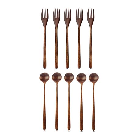 

Wooden Forks 5 Pieces Japanese Wood Salad Dinner Fork & Long Spoons Wooden 5 Pieces Korean Style 10.9 Inches