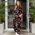 thumbnail image 3 of Glofpot Womens 2 Piece Casual Outfits, Turtleneck Sweatshirt, Lounge Set Drawstring Tracksuit & Wide Leg Sweatpants Matching Sets, Fall Activewear, Fit for Travel, Home, Hangout,Christmas Candy Cane, 3 of 7