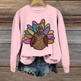 thumbnail image 4 of Oversized Thanksgiving Sweatshirts For Women Graphic Comfort Colors Hoodies Thanksgiving Turkey Printed Long Sleeve Crew Neck Loose Fit Pullover Pink M, 4 of 4