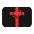 thumbnail image 1 of Alfombra de baño antideslizante supersuave con diseño de cruz roja y corona de espinas para baño, cocina, dormitorio, hogar, 15,75 x 23,62 pulgadas, 1 of 6