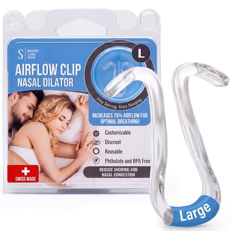 Large Airflow Clip Nasal Dilator by SnoreLessNow | Nasal Dilators for Sleeping & Breathing, BPA-Free Nasal Expander for Deviated Septum Relief | Nasal Dilator for Snoring
