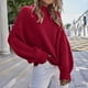 thumbnail image 2 of Gibobby Suéter de Mujer Suéteres de cuello para mujer de punto de manga larga Suéter Jumper Tops (Rojo, M), 2 of 5