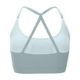 thumbnail image 5 of DuoJiaJ Women V Neck Sports Bras CrissCross Strappy Wirefree Padded Low Impact Yoga Gym Bra Workout Crop Tops Bras for Women Blue, 5 of 5