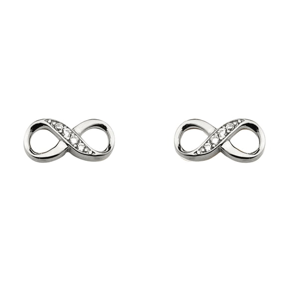 14k White Gold Cubic Zirconia Infinity Earrings With Push Back 10x5mm Stud Earring for Women